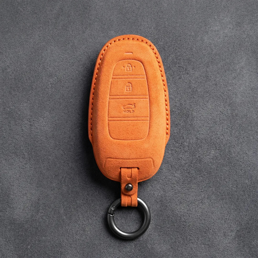 Hyundai Hand - Stitched Alcantara Key Fob Cover – Teardrop 3 - Button - Orange