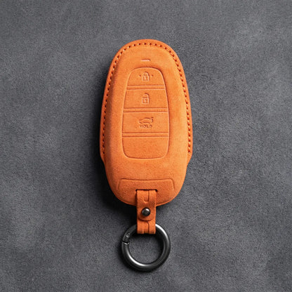 Hyundai Hand - Stitched Alcantara Key Fob Cover – Teardrop 3 - Button - Orange