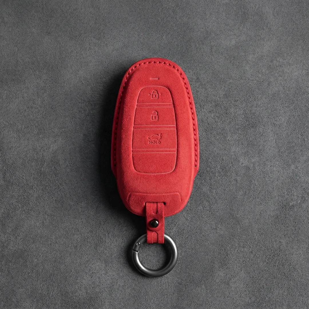 Hyundai Hand - Stitched Alcantara Key Fob Cover – Teardrop 3 - Button - Red
