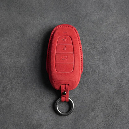 Hyundai Hand - Stitched Alcantara Key Fob Cover – Teardrop 3 - Button - Red
