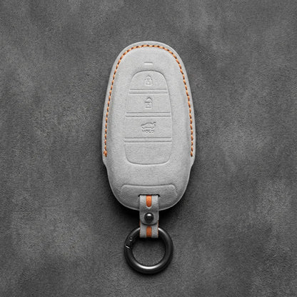 Hyundai Hand - Stitched Alcantara Key Fob Cover – Teardrop 3 - Button - White
