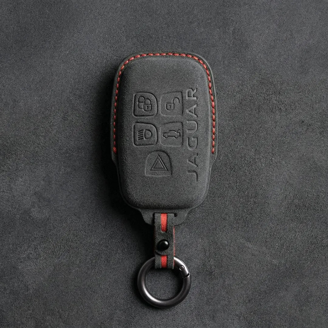 Jaguar Hand - Stitched Alcantara Key Fob Cover – Block 5 - Button - Dark charcoal