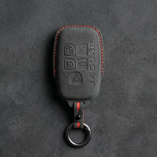 Jaguar Hand - Stitched Alcantara Key Fob Cover – Block 5 - Button - Dark charcoal