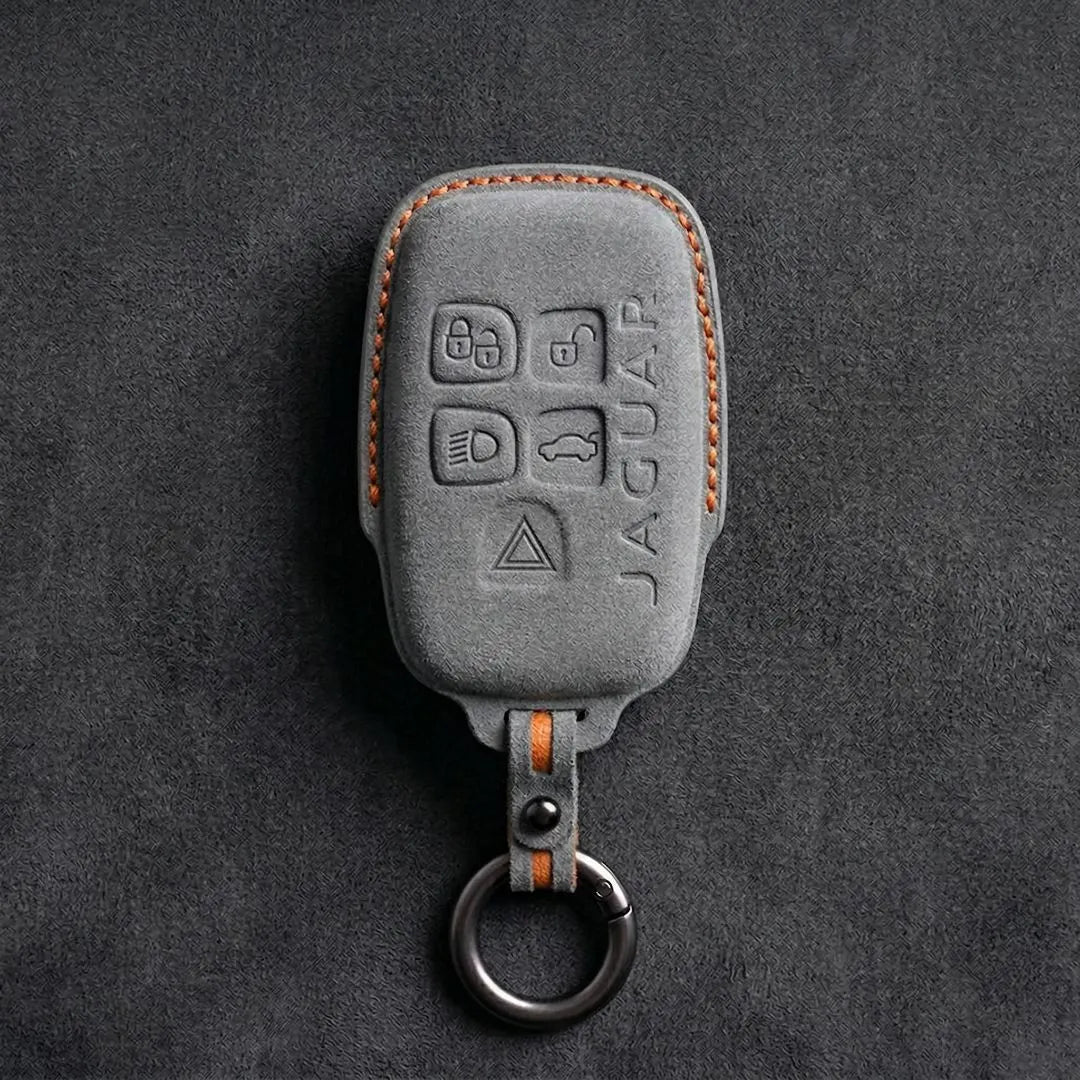 Jaguar Hand - Stitched Alcantara Key Fob Cover – Block 5 - Button - Dark gray