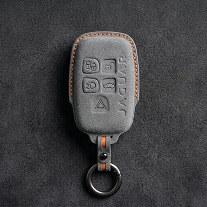 Jaguar Hand - Stitched Alcantara Key Fob Cover – Block 5 - Button - Dark gray