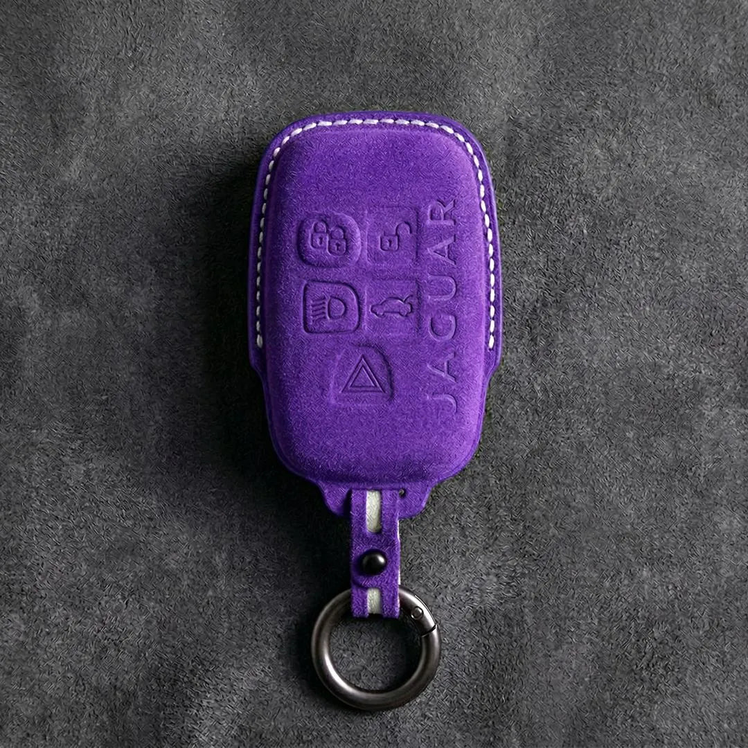 Jaguar Hand - Stitched Alcantara Key Fob Cover – Block 5 - Button - Dark purple