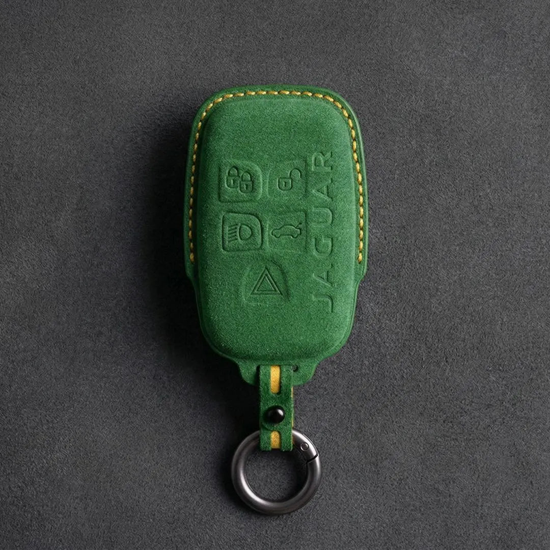 Jaguar Hand - Stitched Alcantara Key Fob Cover – Block 5 - Button - Grass green