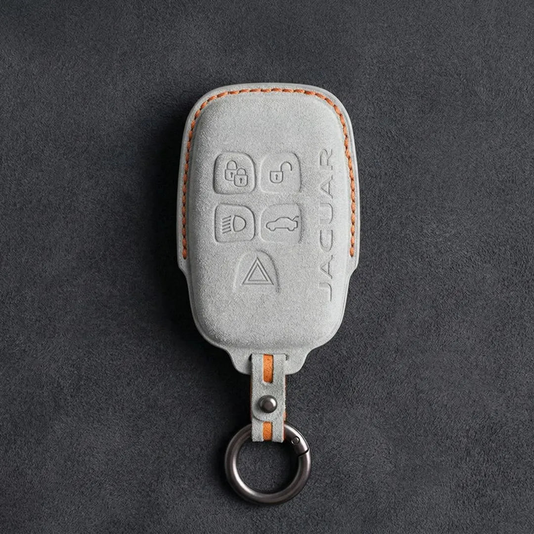 Jaguar Hand - Stitched Alcantara Key Fob Cover – Block 5 - Button - White