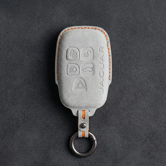 Jaguar Hand - Stitched Alcantara Key Fob Cover – Block 5 - Button - White