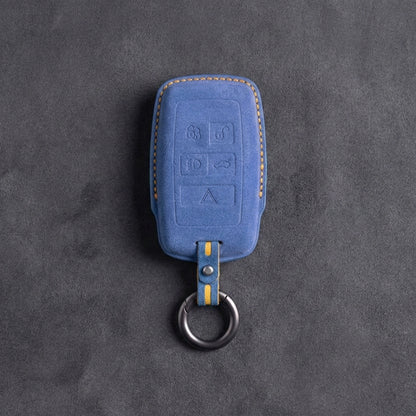 Jaguar Hand-Stitched Alcantara Key Fob Cover – Rectangular 5-Button Cornflower Blue