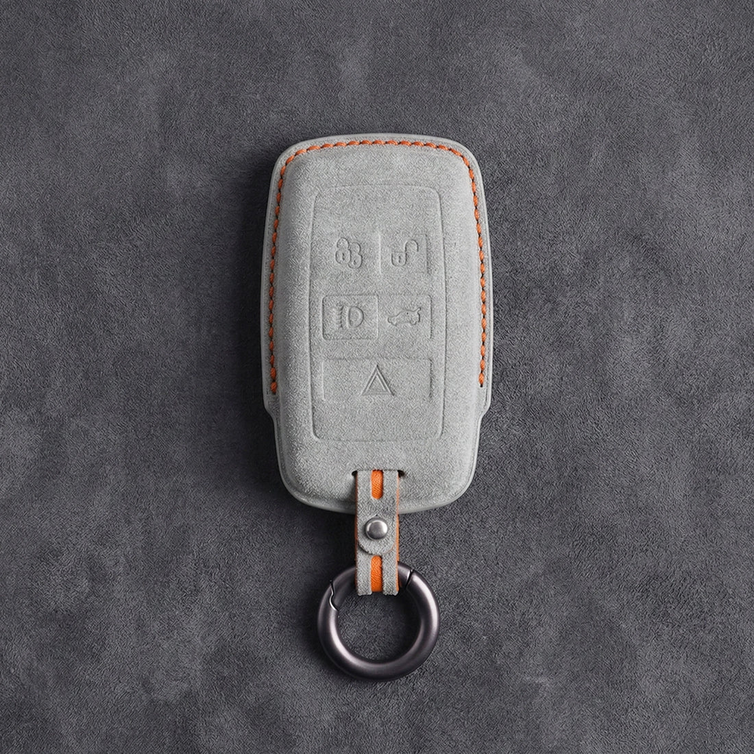 Jaguar Hand-Stitched Alcantara Key Fob Cover – Rectangular 5-Button White