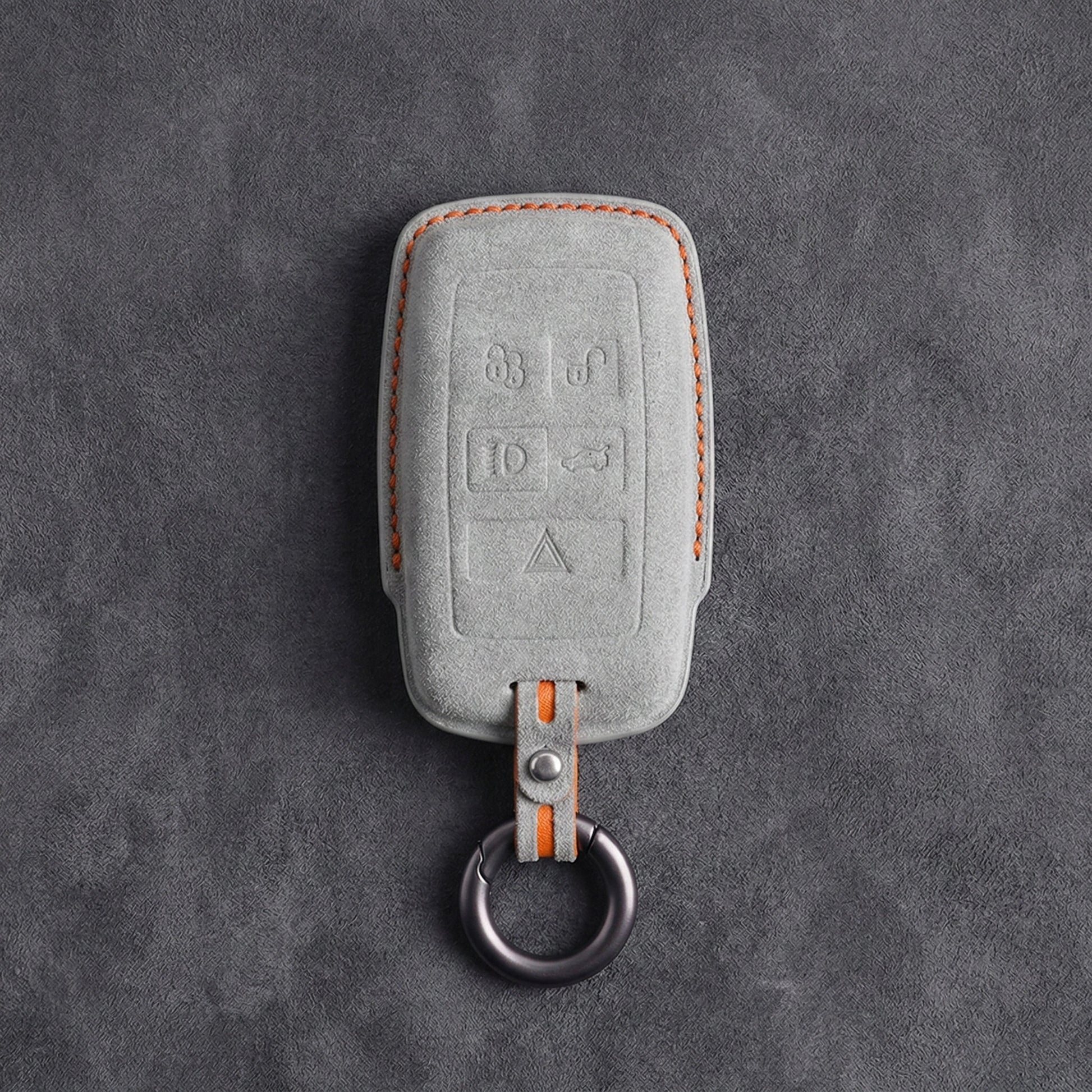 Jaguar Hand-Stitched Alcantara Key Fob Cover – Rectangular 5-Button White