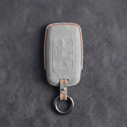 Jaguar Hand-Stitched Alcantara Key Fob Cover – Rectangular 5-Button White