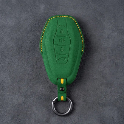 Jetour Hand-Stitched Alcantara Key Fob Cover – 4-Button Smart Key - Grass Green