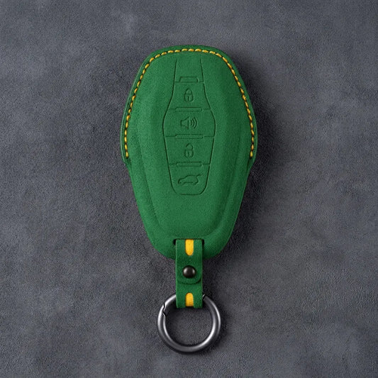 Jetour Hand-Stitched Alcantara Key Fob Cover – 4-Button Smart Key - Grass Green