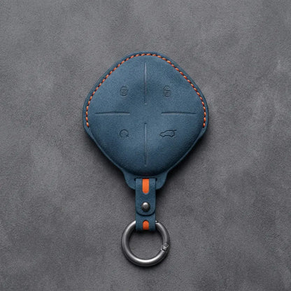 Jetour Hand-Stitched Alcantara Key Fob Cover – Diamond 4-Button - Cobalt Blue