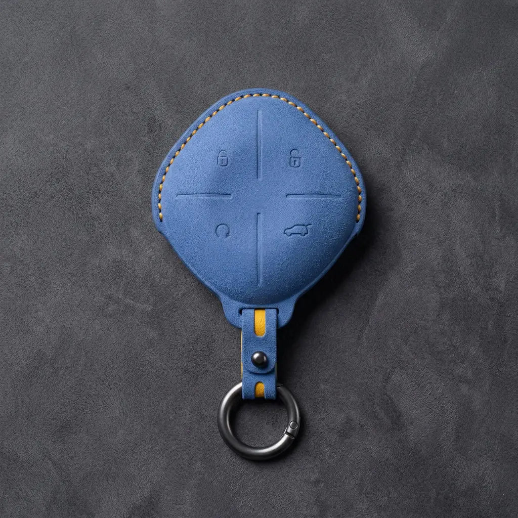 Jetour Hand-Stitched Alcantara Key Fob Cover – Diamond 4-Button - Cornflower Blue