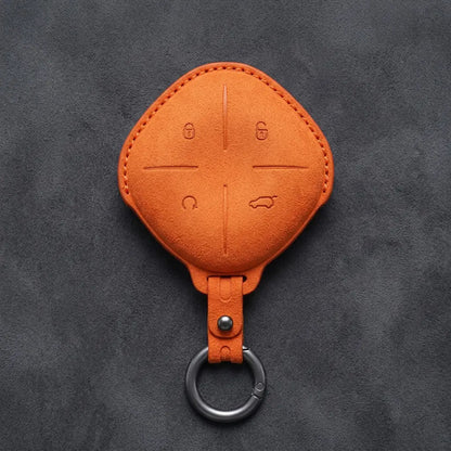 Jetour Hand-Stitched Alcantara Key Fob Cover – Diamond 4-Button - Orange