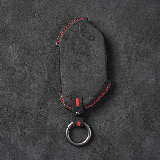 Kia Hand-Stitched Alcantara Key Fob Cover - Angular Smart Key - Dark Charcoal