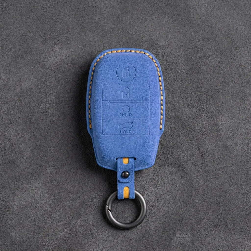 Kia Hand - Stitched Alcantara Key Fob Cover – Block Smart Key 4 - Button - Cornflower blue