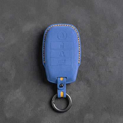 Kia Hand - Stitched Alcantara Key Fob Cover – Block Smart Key 4 - Button - Cornflower blue