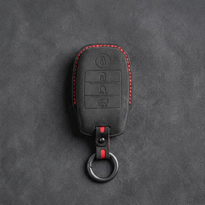 Kia Hand - Stitched Alcantara Key Fob Cover – Block Smart Key 4 - Button - Dark charcoal