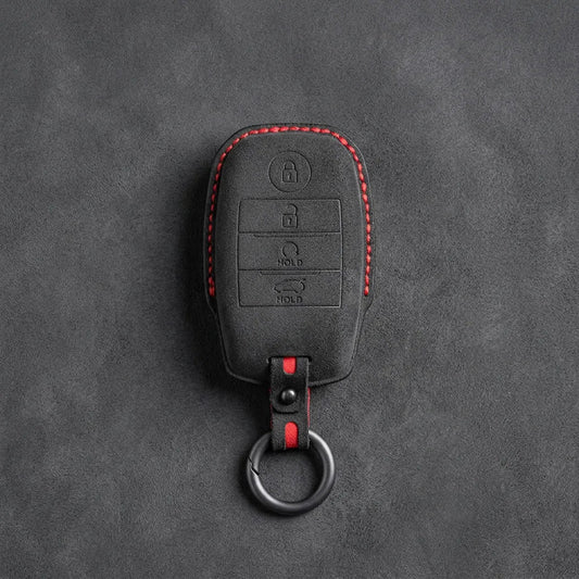 Kia Hand - Stitched Alcantara Key Fob Cover – Block Smart Key 4 - Button - Dark charcoal