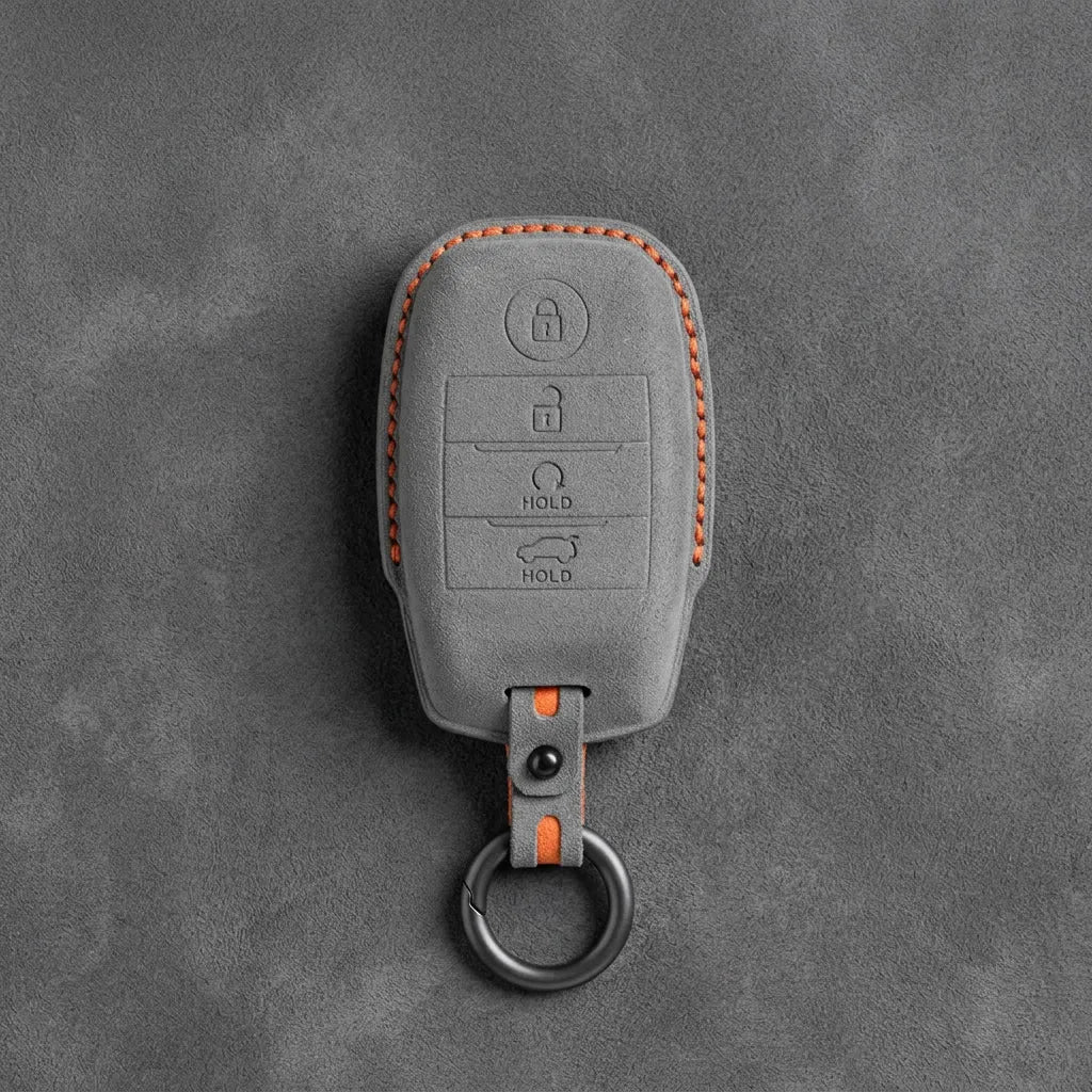 Kia Hand - Stitched Alcantara Key Fob Cover – Block Smart Key 4 - Button - Dark gray