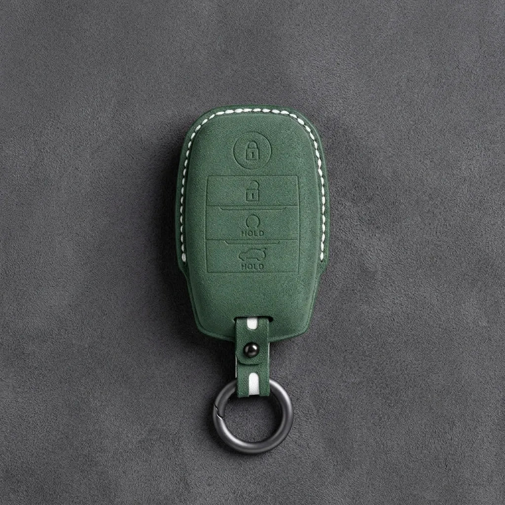 Kia Hand - Stitched Alcantara Key Fob Cover – Block Smart Key 4 - Button - Dark green
