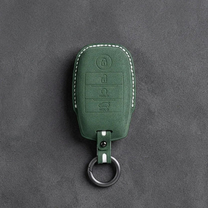 Kia Hand - Stitched Alcantara Key Fob Cover – Block Smart Key 4 - Button - Dark green