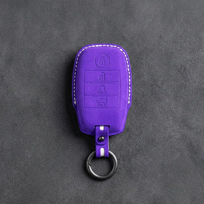 Kia Hand - Stitched Alcantara Key Fob Cover – Block Smart Key 4 - Button - Dark purple