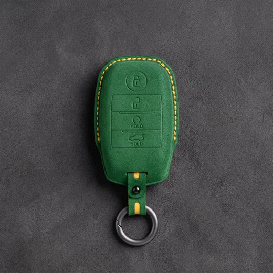 Kia Hand - Stitched Alcantara Key Fob Cover – Block Smart Key 4 - Button - Grass green