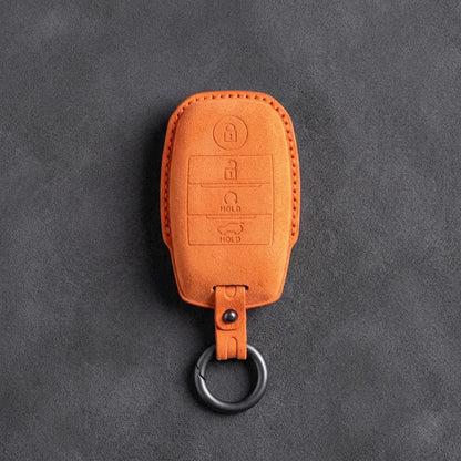 Kia Hand - Stitched Alcantara Key Fob Cover – Block Smart Key 4 - Button - Orange