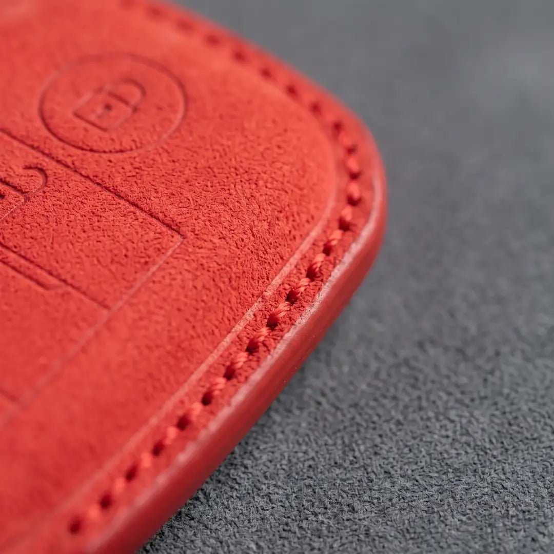 Kia Hand - Stitched Alcantara Key Fob Cover – Block Smart Key 4 - Button - Red