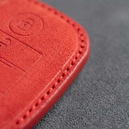 Kia Hand - Stitched Alcantara Key Fob Cover – Block Smart Key 4 - Button - Red