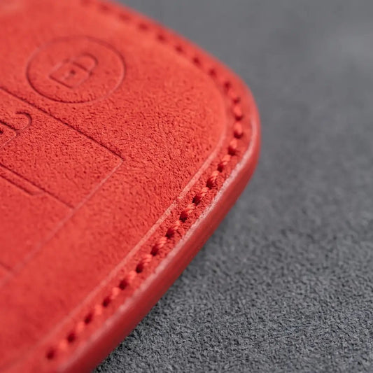 Kia Hand - Stitched Alcantara Key Fob Cover – Block Smart Key 4 - Button - Red