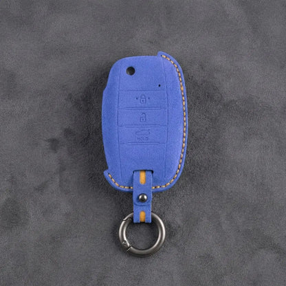 Kia Hand - Stitched Alcantara Key Fob Cover – Flip Key 3 - Button - Cornflower blue