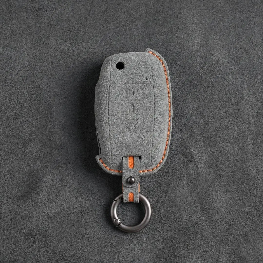 Kia Hand - Stitched Alcantara Key Fob Cover – Flip Key 3 - Button - Dark gray