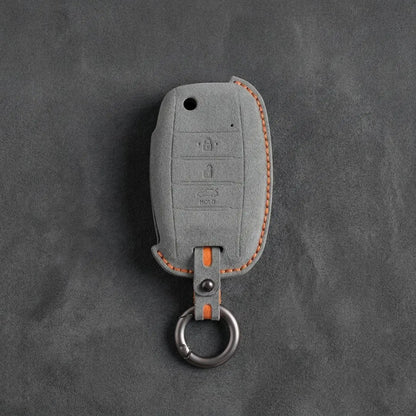 Kia Hand - Stitched Alcantara Key Fob Cover – Flip Key 3 - Button - Dark gray