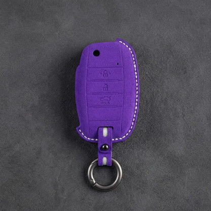 Kia Hand - Stitched Alcantara Key Fob Cover – Flip Key 3 - Button - Dark purple