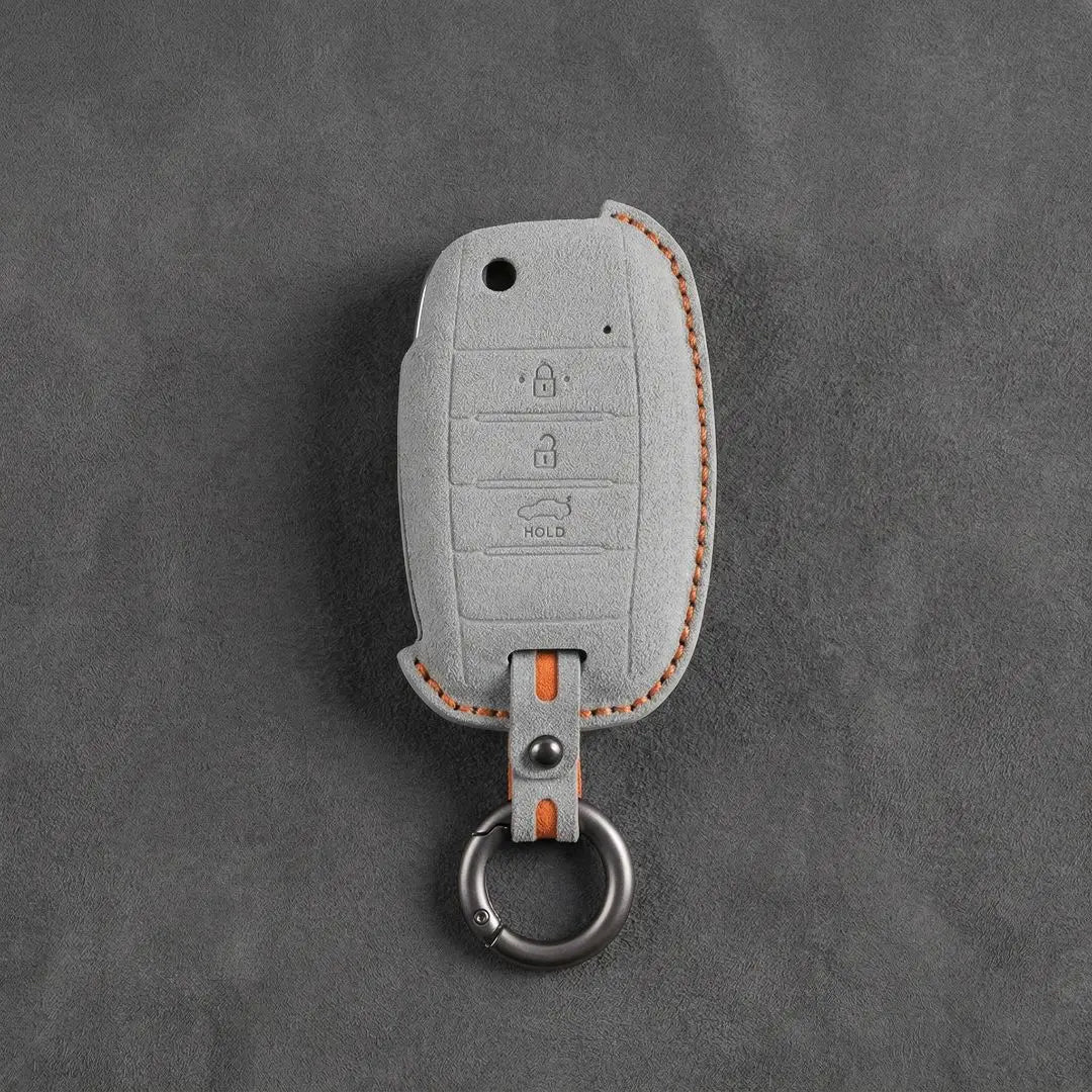 Kia Hand - Stitched Alcantara Key Fob Cover – Flip Key 3 - Button - White