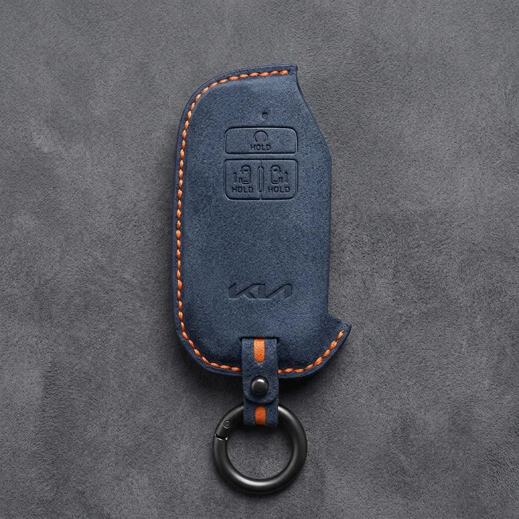 Kia Hand-Stitched Alcantara Key Fob Cover – Side-Button Smart Key