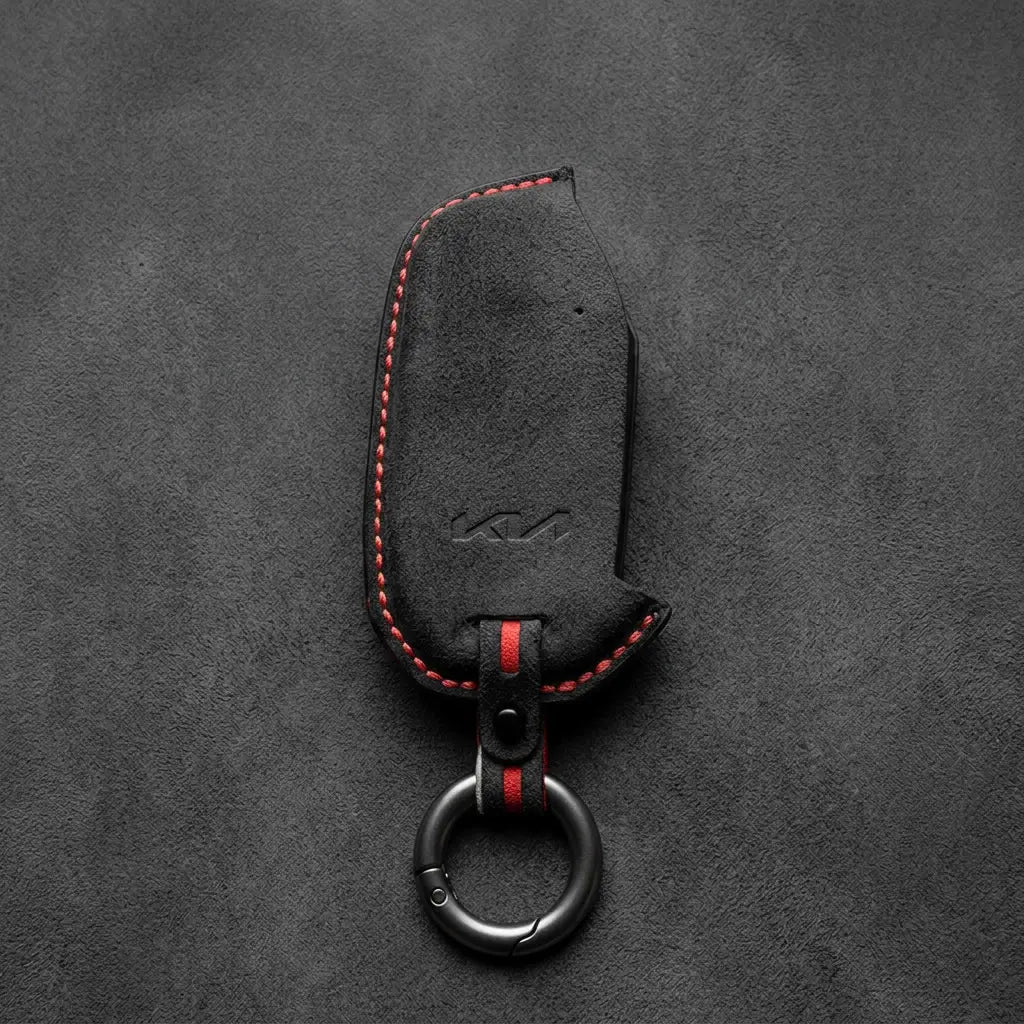 Kia Hand-Stitched Alcantara Key Fob Cover – Side-Button Smart Key