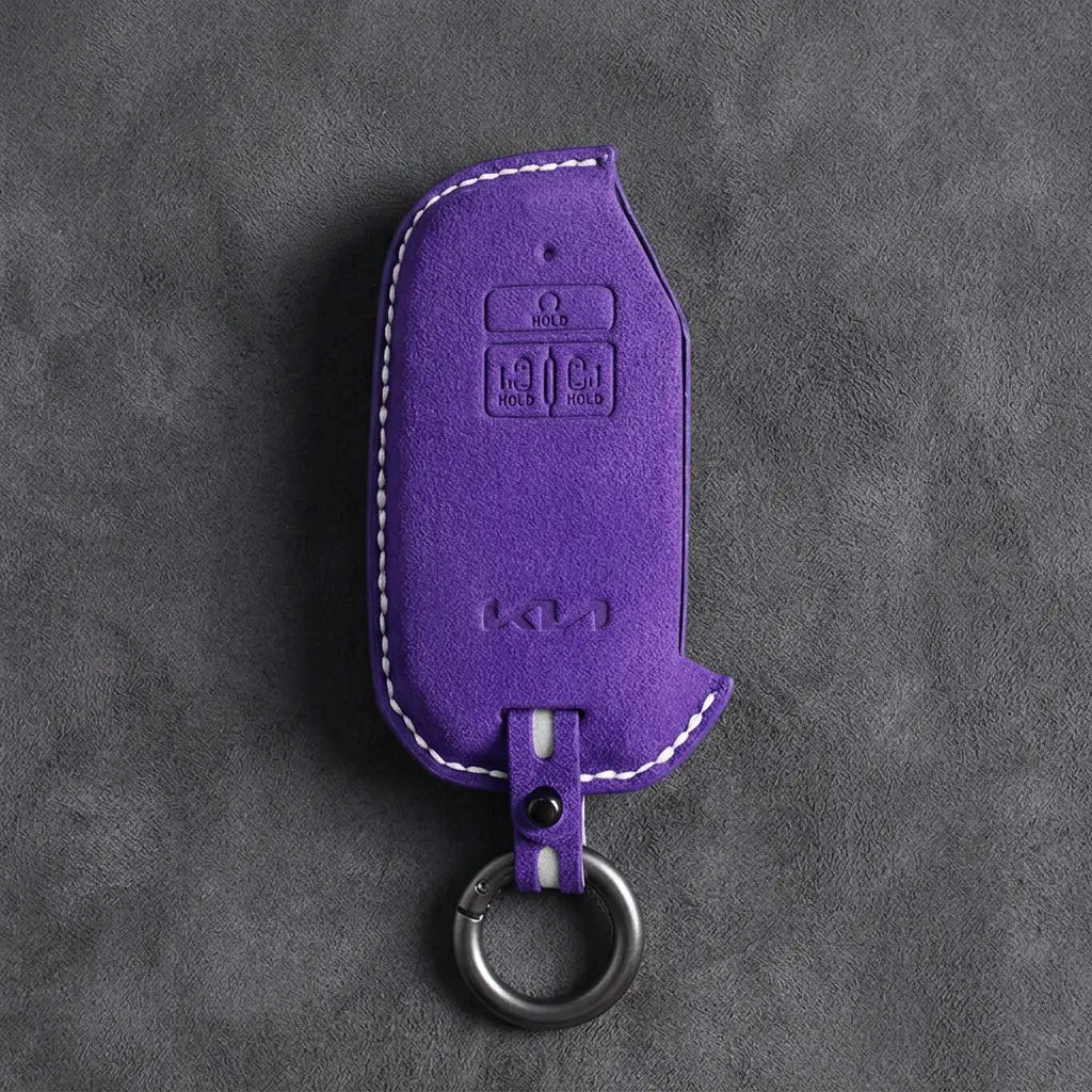 Kia Hand-Stitched Alcantara Key Fob Cover – Side-Button Smart Key