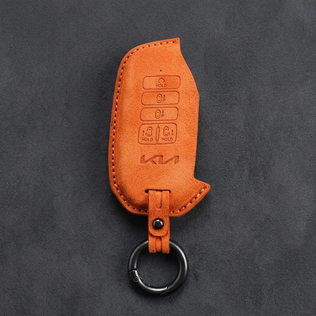 Kia Hand-Stitched Alcantara Key Fob Cover – Side-Button Smart Key