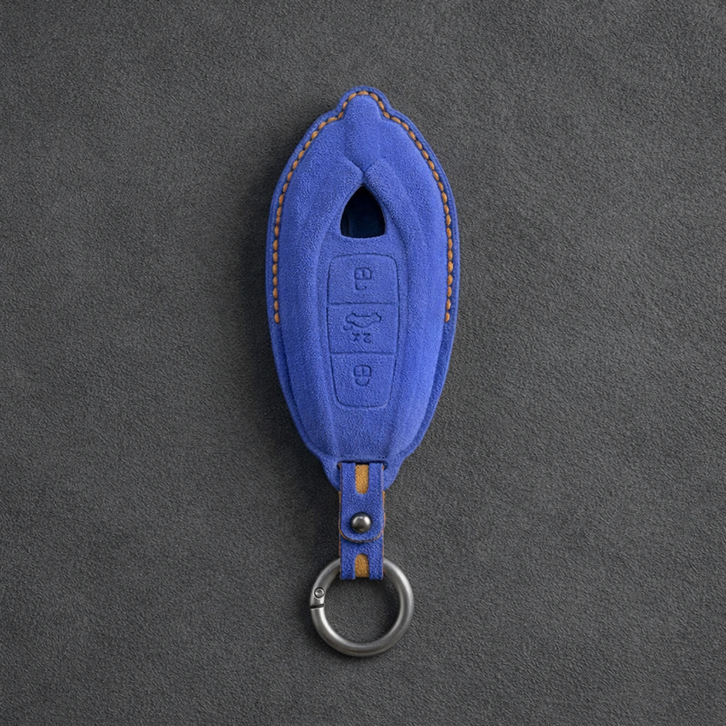 Lamborghini Urus Hand - Stitched Alcantara Key Fob Cover - Cobalt blue