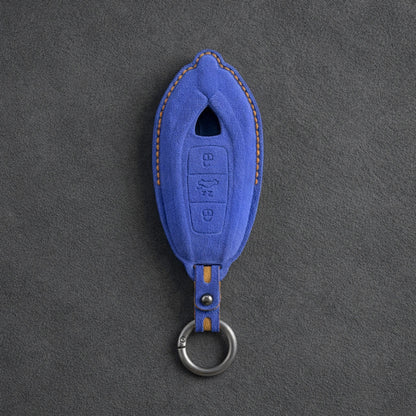 Lamborghini Urus Hand - Stitched Alcantara Key Fob Cover - Cobalt blue