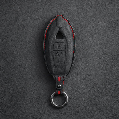 Lamborghini Urus Hand - Stitched Alcantara Key Fob Cover - Dark charcoal