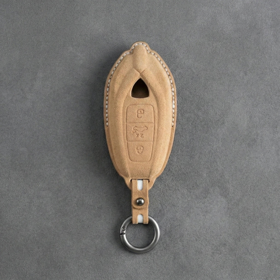 Lamborghini Urus Hand - Stitched Alcantara Key Fob Cover - Soft brown