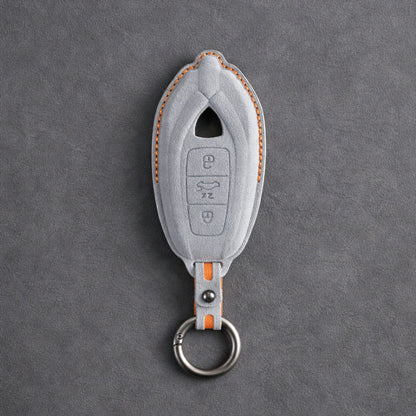 Lamborghini Urus Hand - Stitched Alcantara Key Fob Cover - White